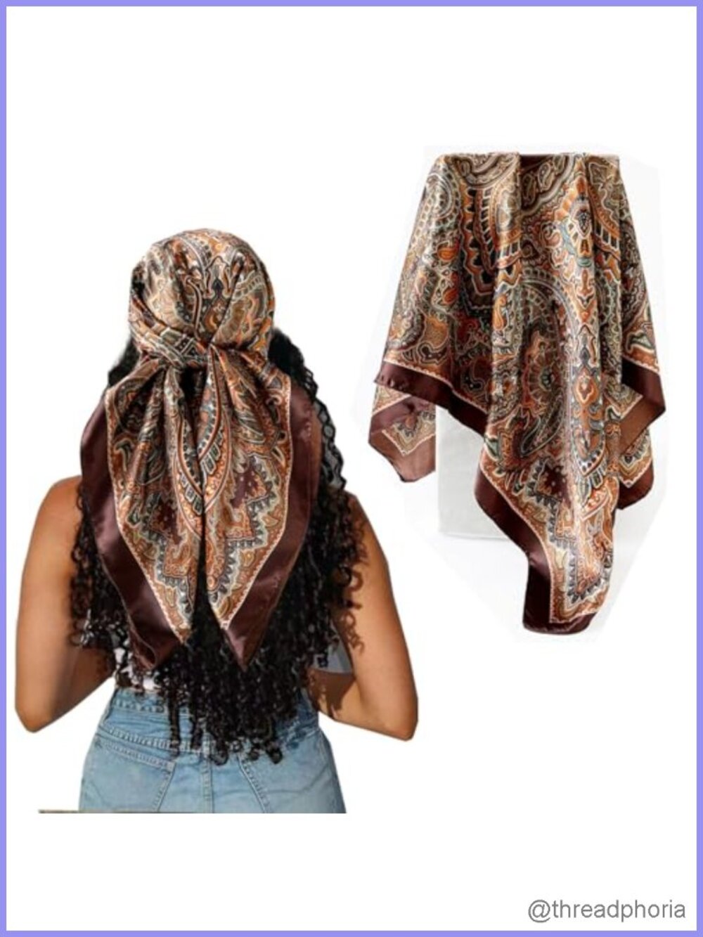 Satin Silk Like Square Head Scarf Hair Bandana for Women 35x35 in